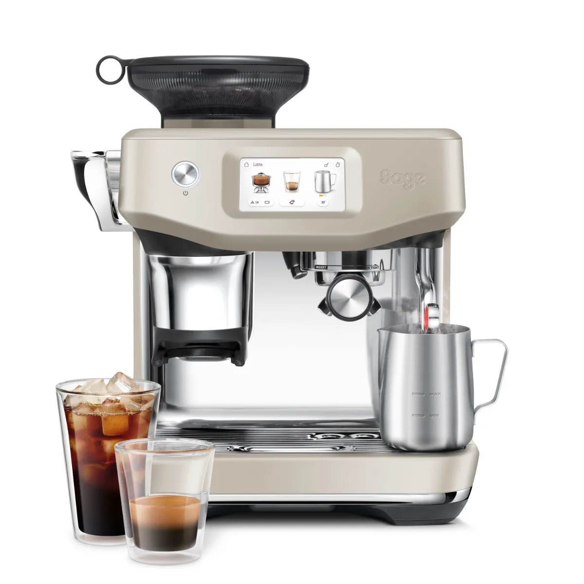 מכונת קפה מקצועית the Barista Touch™ Impress דגם SAGE SES882ALM לבן קרם שקד