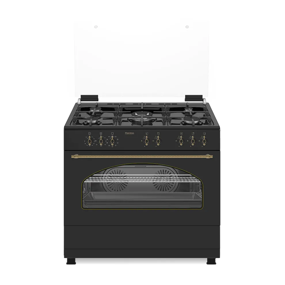 תנור משולב גז 90 פרמיום פירלס PR 9060R BLK ST רטרו כפרי שחור Peerless